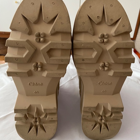 Chloe Raina beige rubber rain boots, round tow, pull tabs, Women size 40 - Picture 15 of 15